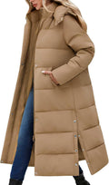 Women Long Puffer Down Coat with Removable Hood - Warm Maxi Parka