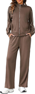 Women 2 Piece Lounge Sets Sweatshirt and Wide Leg Pants - Cozy Fall