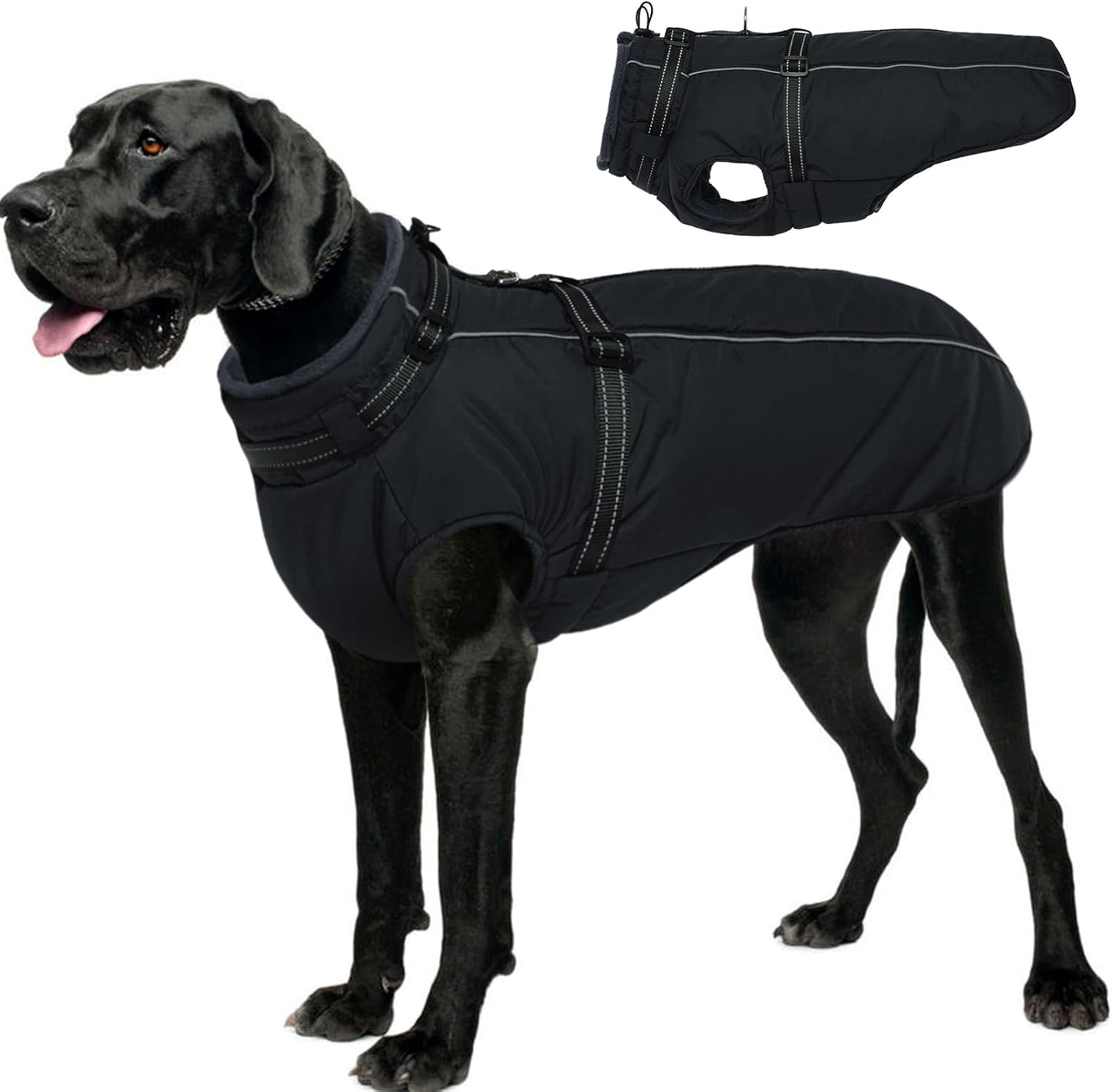 Lelepet Dog Coat for Large Dogs Waterproof Jacket with Harness