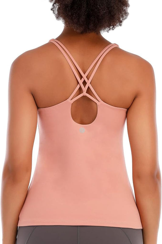 RUNNING GIRL Strappy Sports Bra for Women with Crisscross Back