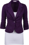 Women's Casual Work Solid Color Knit Blazer - Lightweight Year-Round