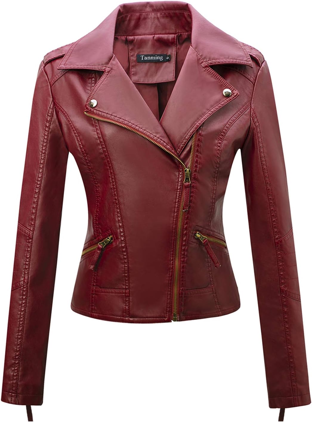 Tanming Women's Faux Leather Moto Biker Short Coat Jacket Review