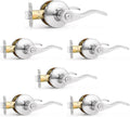 Polished Chrome Privacy Door Lever 6 Pack - Keyless Interior Handles