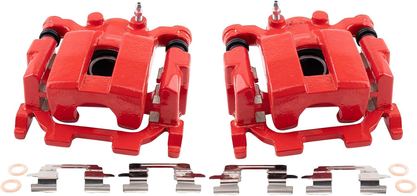 TRQ Rear Performance Brake Caliper Set Red for INFINITI & Nissan