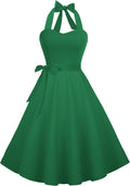 Halter Retro Vintage Cocktail Sundress - Flattering A-Line Fit Women's