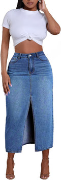 High Waist Denim Skirt for Women with Pockets and Style