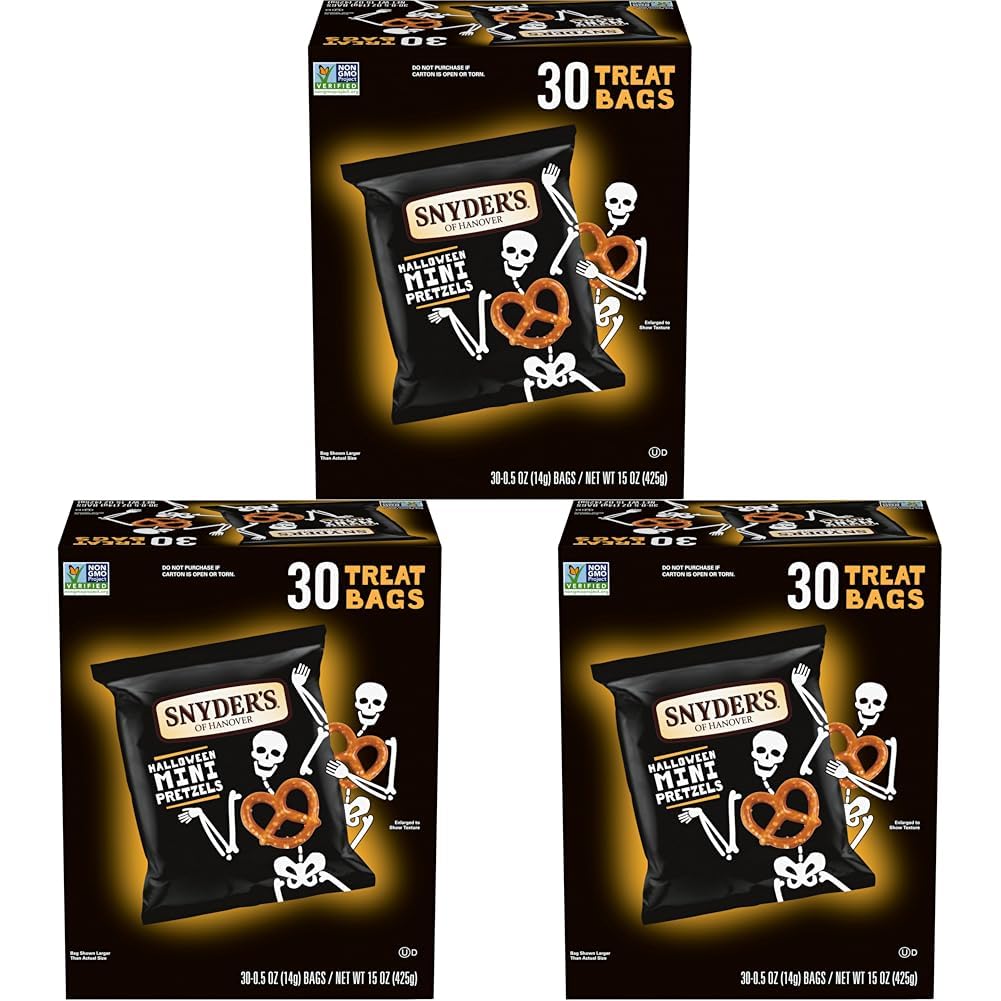 Snyder's Mini Pretzels Halloween Treats Snack Packs, 30 Ct