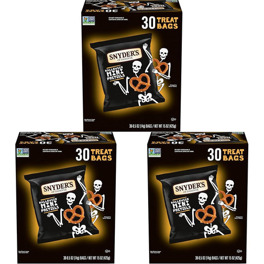 Snyder's Mini Pretzels Halloween Treats Snack Packs, 30 Ct