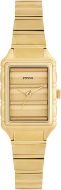 Fossil Raquel Women's Rectangular Gold Stainless Steel Watch - Sleek