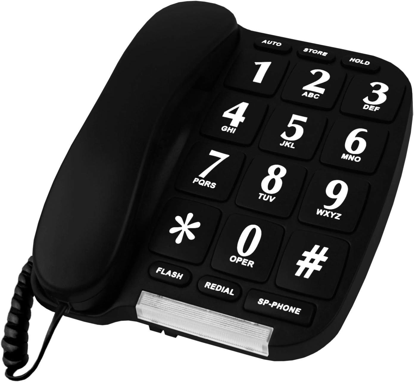 Easy Dial Black Wall Desk Phone with Speaker