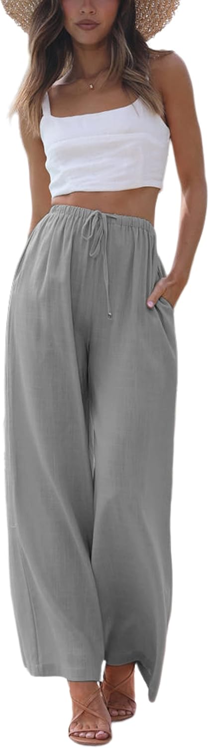 Faleave Women's Cotton Linen Summer Palazzo Pants for Style