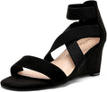 DREAM PAIRS Women's Elastic Ankle Strap Low Wedge Sandals Other