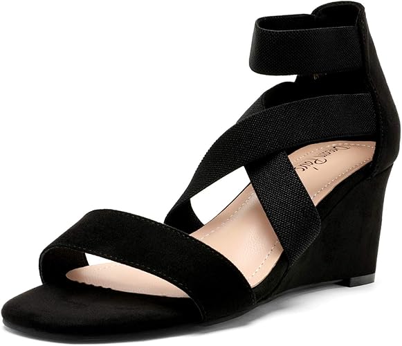 DREAM PAIRS Women's Elastic Ankle Strap Low Wedge Sandals Review
