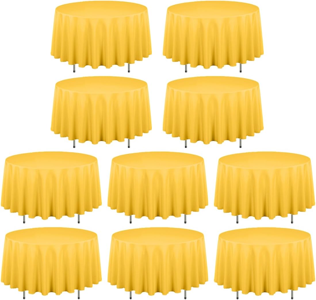 90 Inch Round Tablecloths for Weddings and Parties - 10 Pack