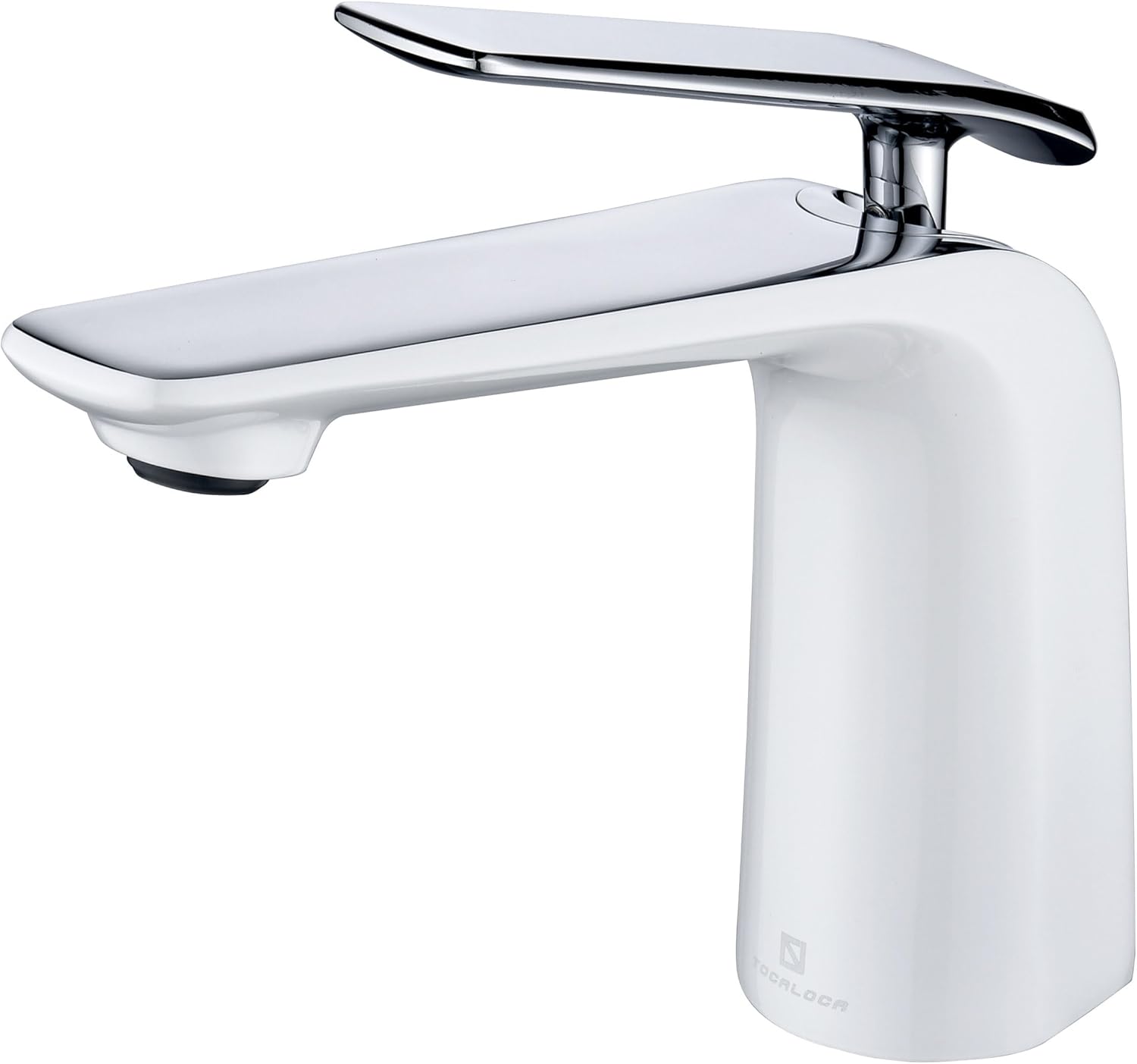 Modern White and Polished Chrome Bathroom Sink Faucet Design