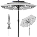 10ft 3-Tier Solar Patio Umbrella - Vented Shade with Lights