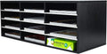 Mail Sorter 12-Compartment Black & White - Wood Countertop Organizer