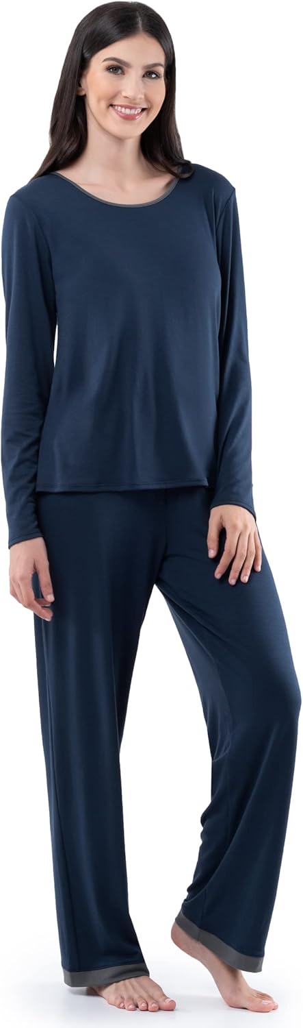 Fruit of the Loom Women's Long Sleeve Tee and Pant Sleep Set