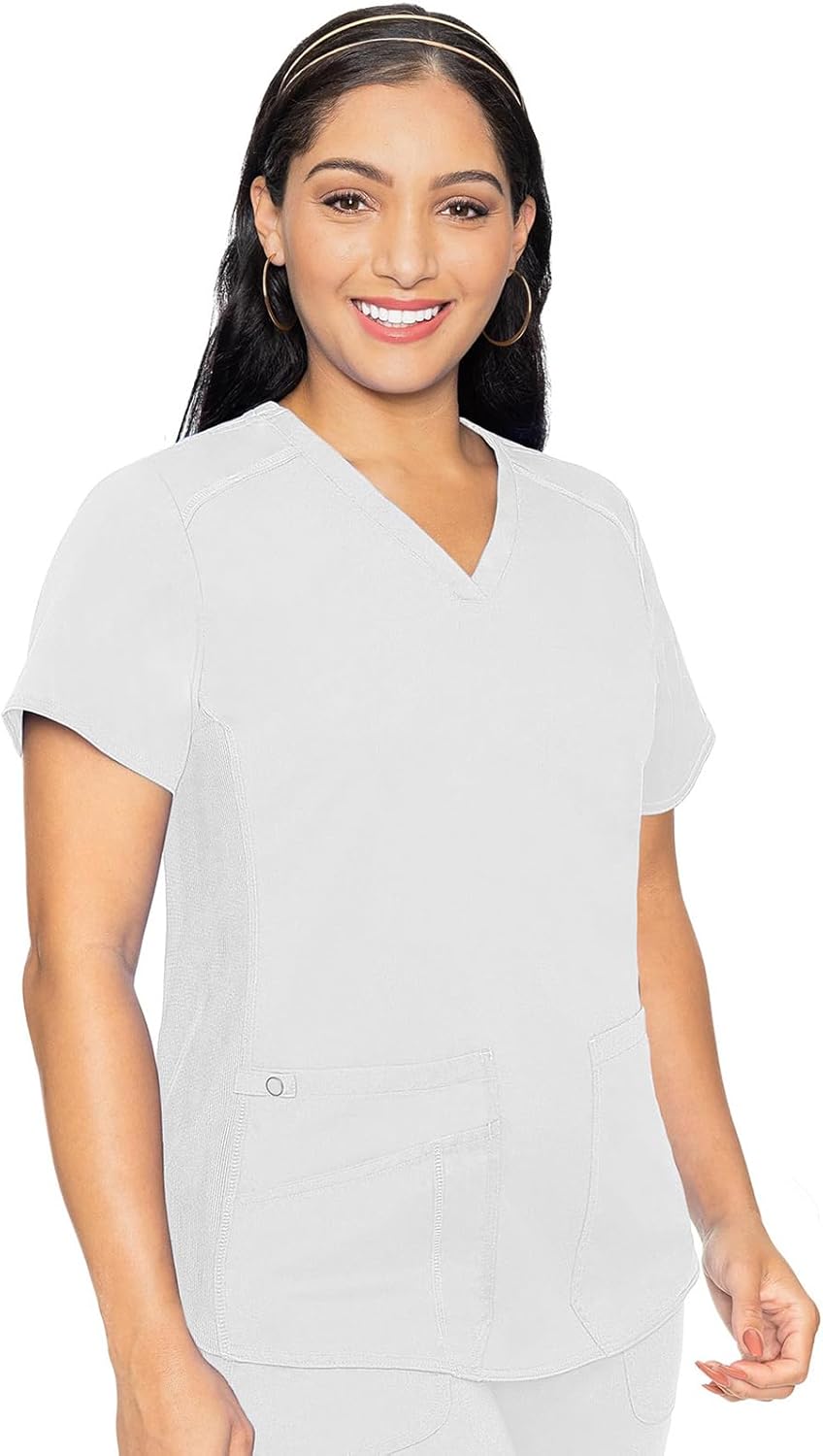 Med Couture V-Neck Scrub Top for Women with 4 Pockets