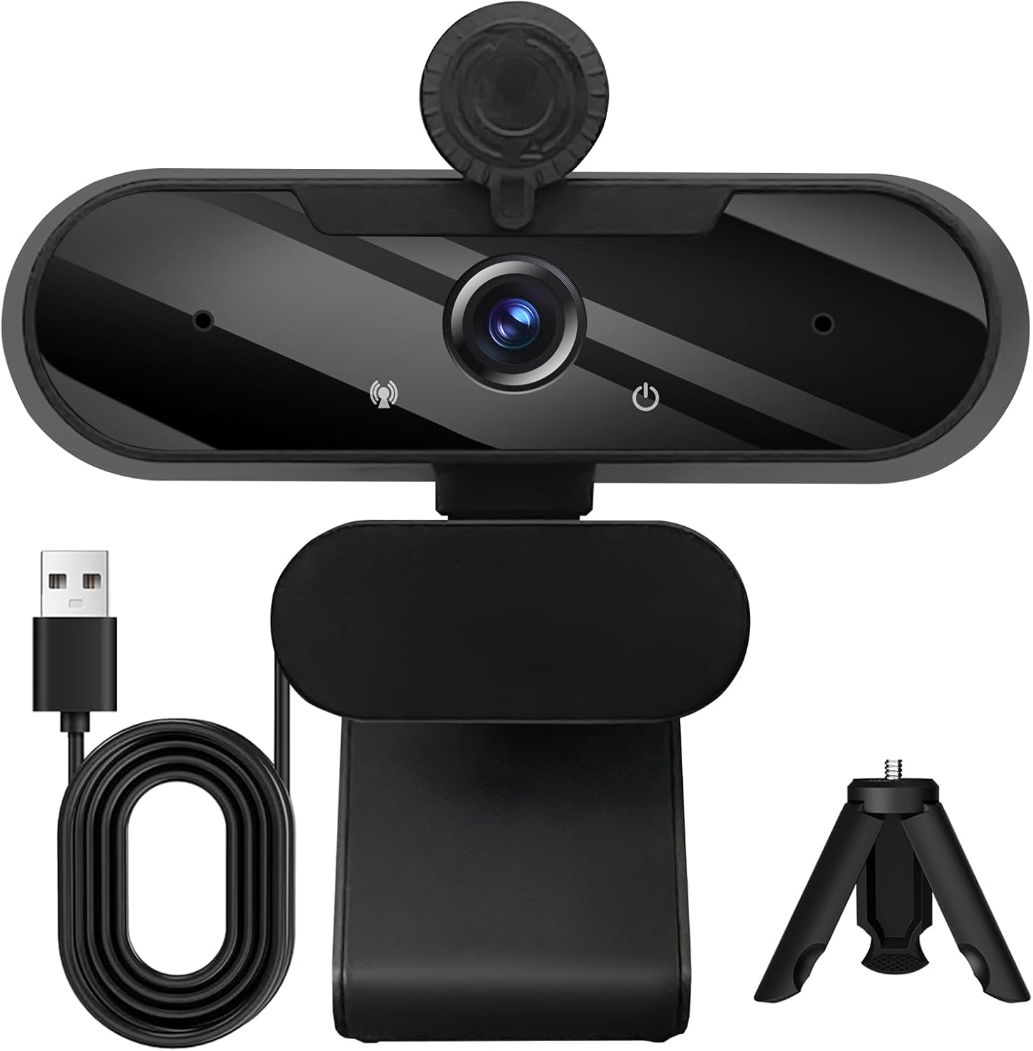 USB HD 1080P Video Webcam with Built-in Microphone and Tripod