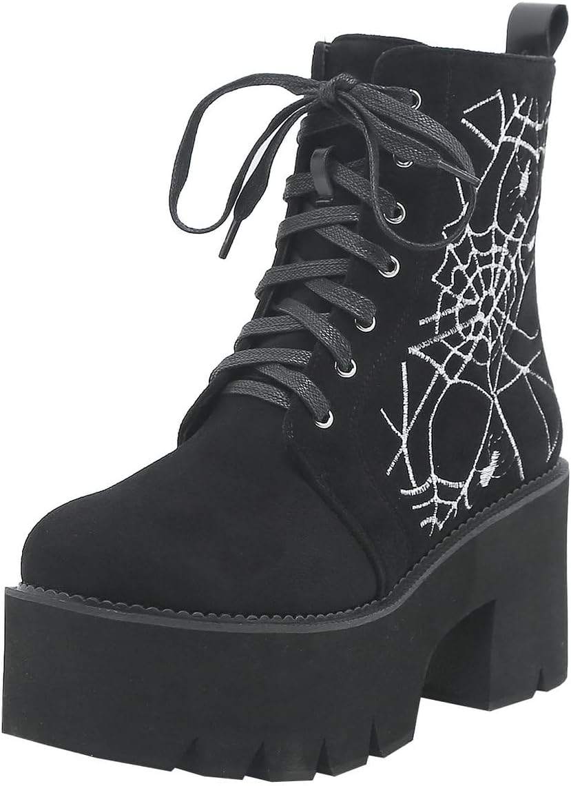 Parisuit Womens Goth Patent Ankle Boots for Stylish Comfort