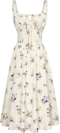 Scarlet Darkness Floral Corset Dress Ruched Bust Cami Mid-Calf