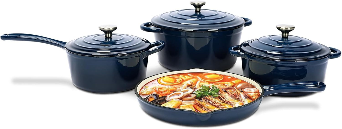 QuliMetal Nonstick Enameled Cast Iron Cookware Set for All Meals