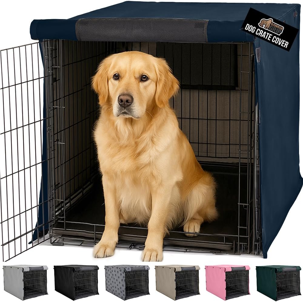 GORILLA GRIP Dog Crate Covers for 42 in Wire Kennels - Navy