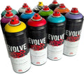 Evolve Elite 12 pack Medium Pressure Spray Paint Set - Assorted Colors