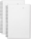 MEMX Graph Ruled Spiral Notebook A5 Pack of 2 - Durable Grid Journals