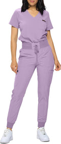 Slim Fit Stretchy Scrubs Women's Jogger Scrub Set - Tuck-In Top Sets