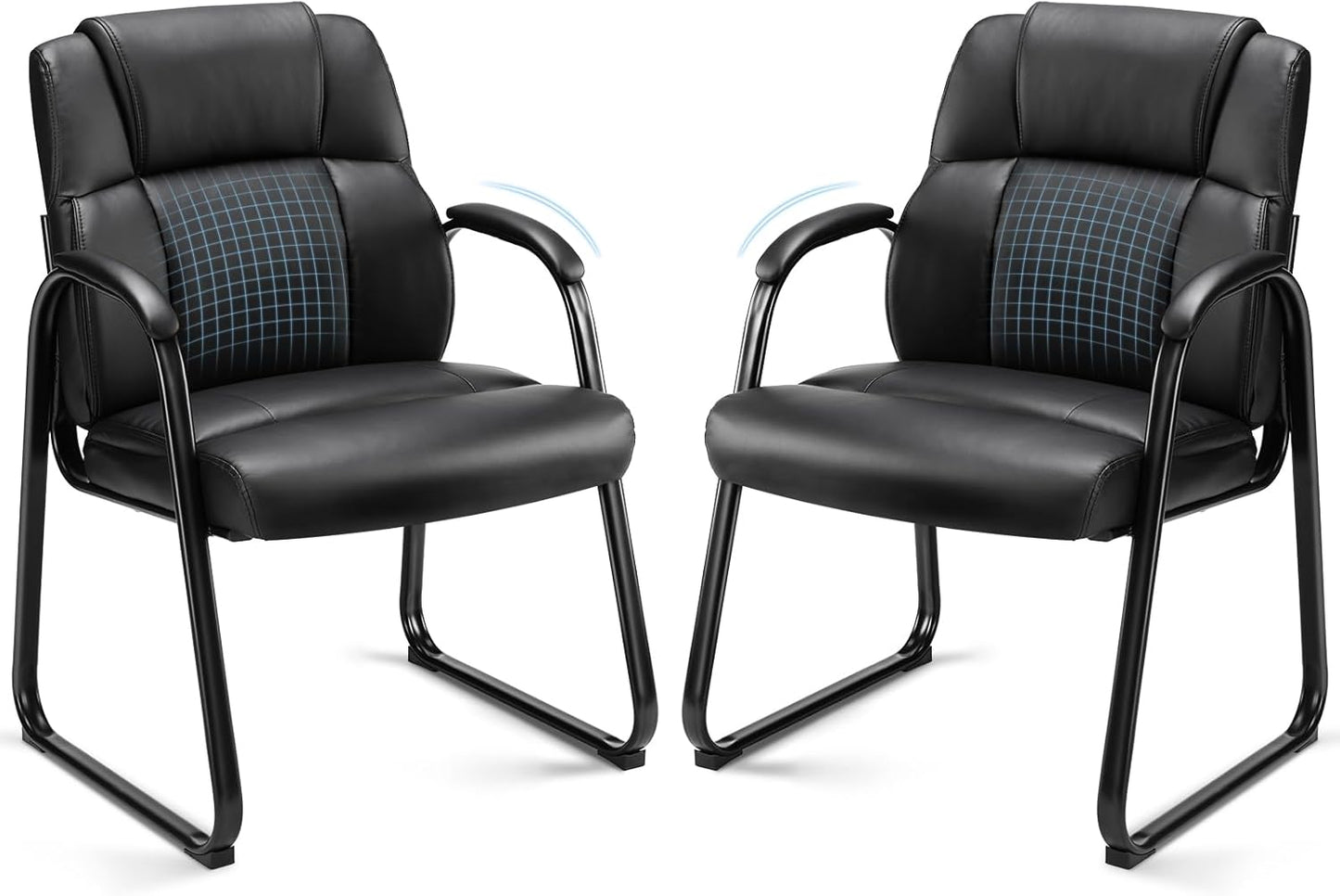 Comfy Leather Guest Chairs, Set of 2 - Stylish & Sturdy