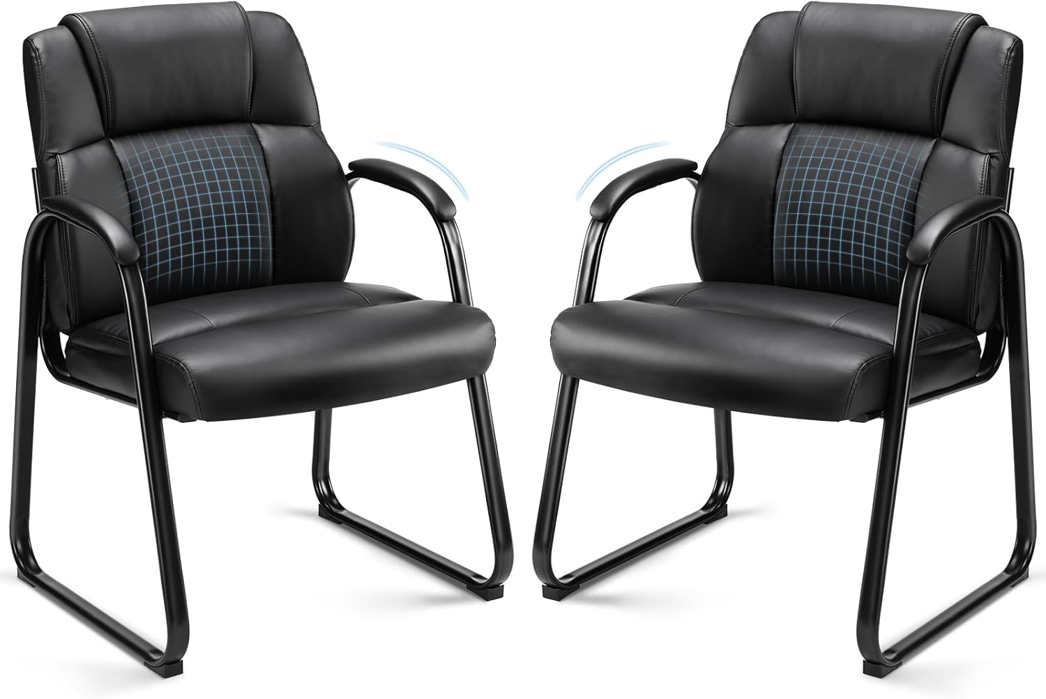Comfy Leather Guest Chairs, Set of 2 - Stylish & Sturdy