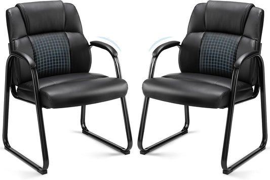 Comfy Leather Guest Chairs, Set of 2 - Stylish & Sturdy