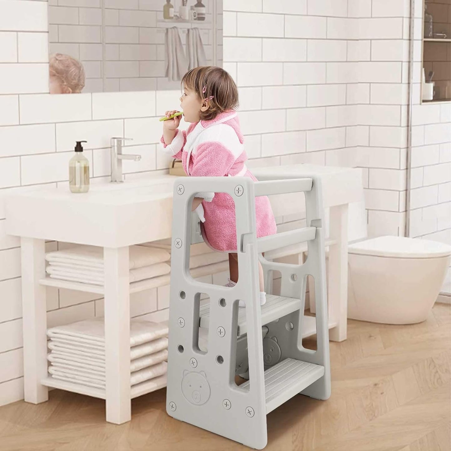 Nursery Kitchen Step Stool for Kids with Adjustable Heights