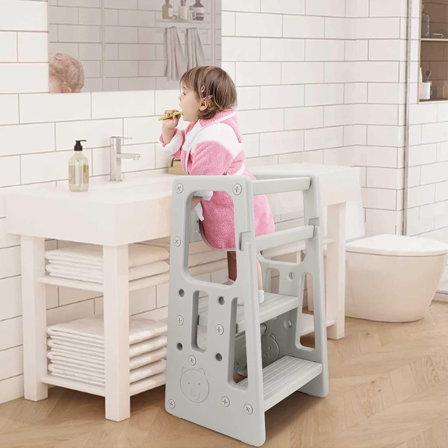Nursery Kitchen Step Stool for Kids with Adjustable Heights