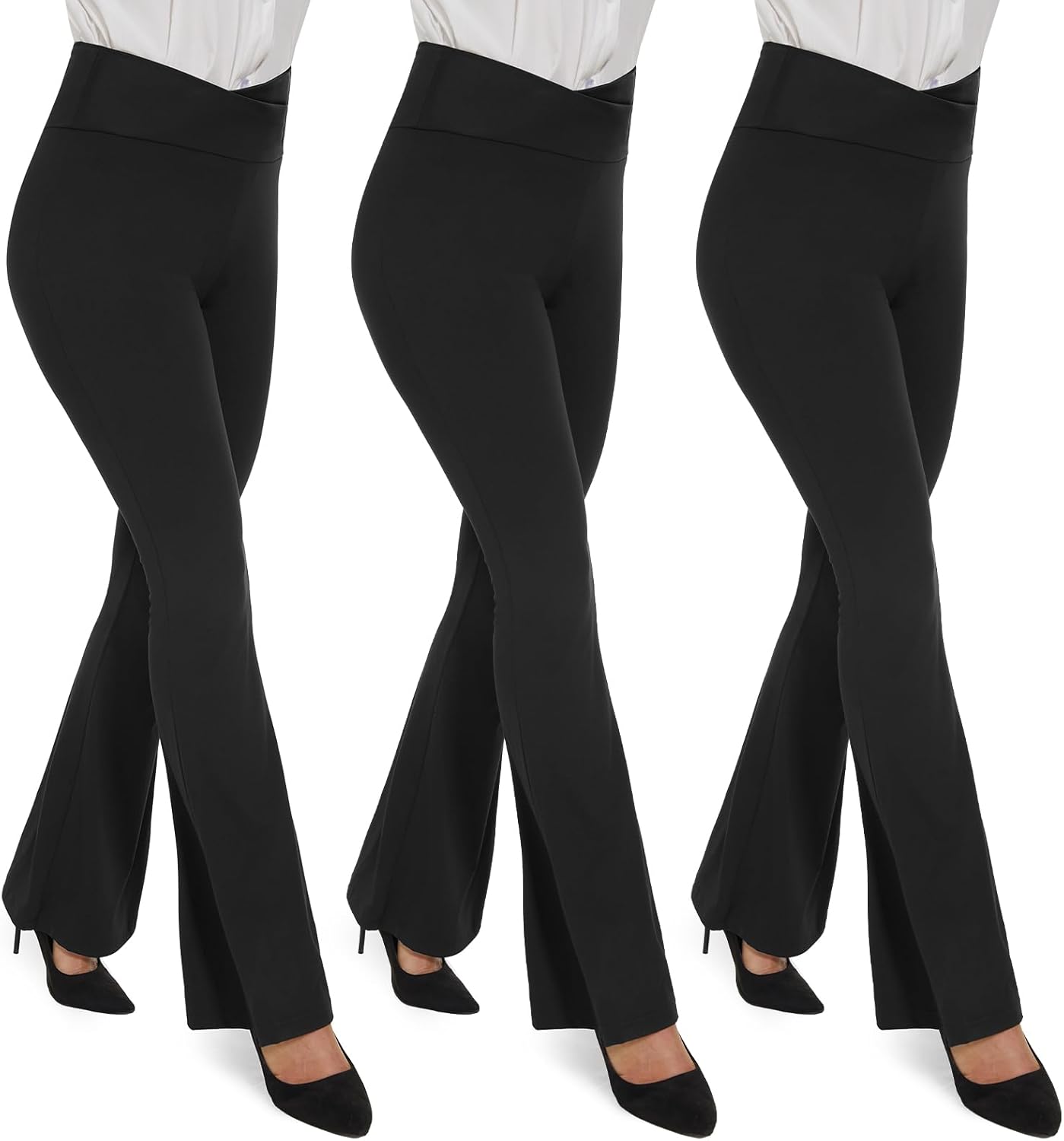 TNNZEET Black Flare Leggings for Women with Pockets and Style