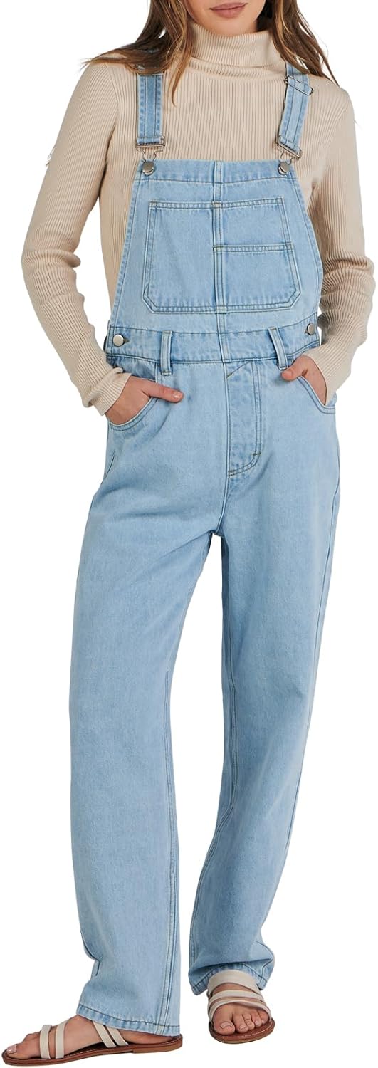 Stylish Loose Fit Denim Overalls for Women - Casual Jumpsuit