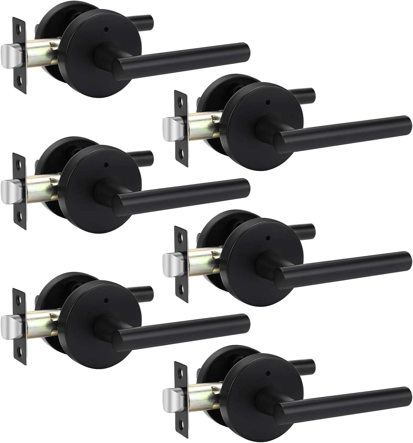 Matte Black Privacy Door Handle Set for Bedroom and Bathroom