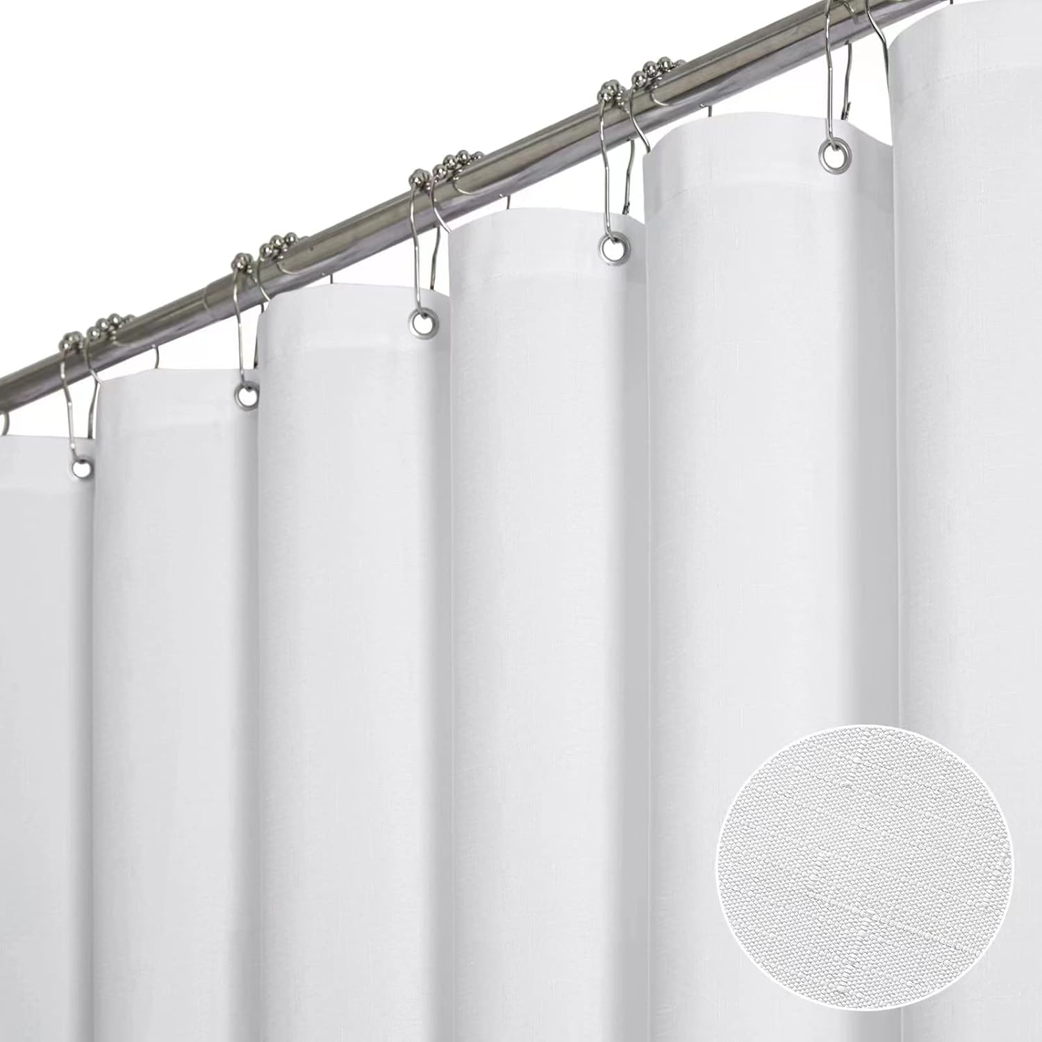 XL Linen Textured Shower Curtain Set - 108x72 White