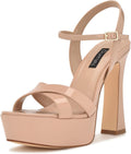 Platform Heels for Women Chunky High Heel Sandals - Nude Glam