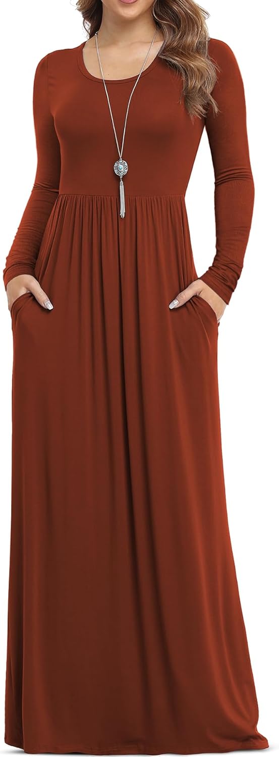 VIISHOW Women's Long Sleeve Maxi Dresses with Pockets for Casual Wear