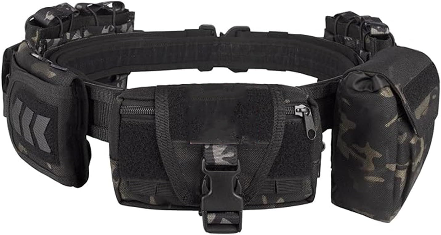 Tactical Battle Belt with Quick Release & Pouches for Men