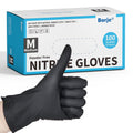Borje Black Nitrile Disposable Gloves, Medium - Durable Food-Safe