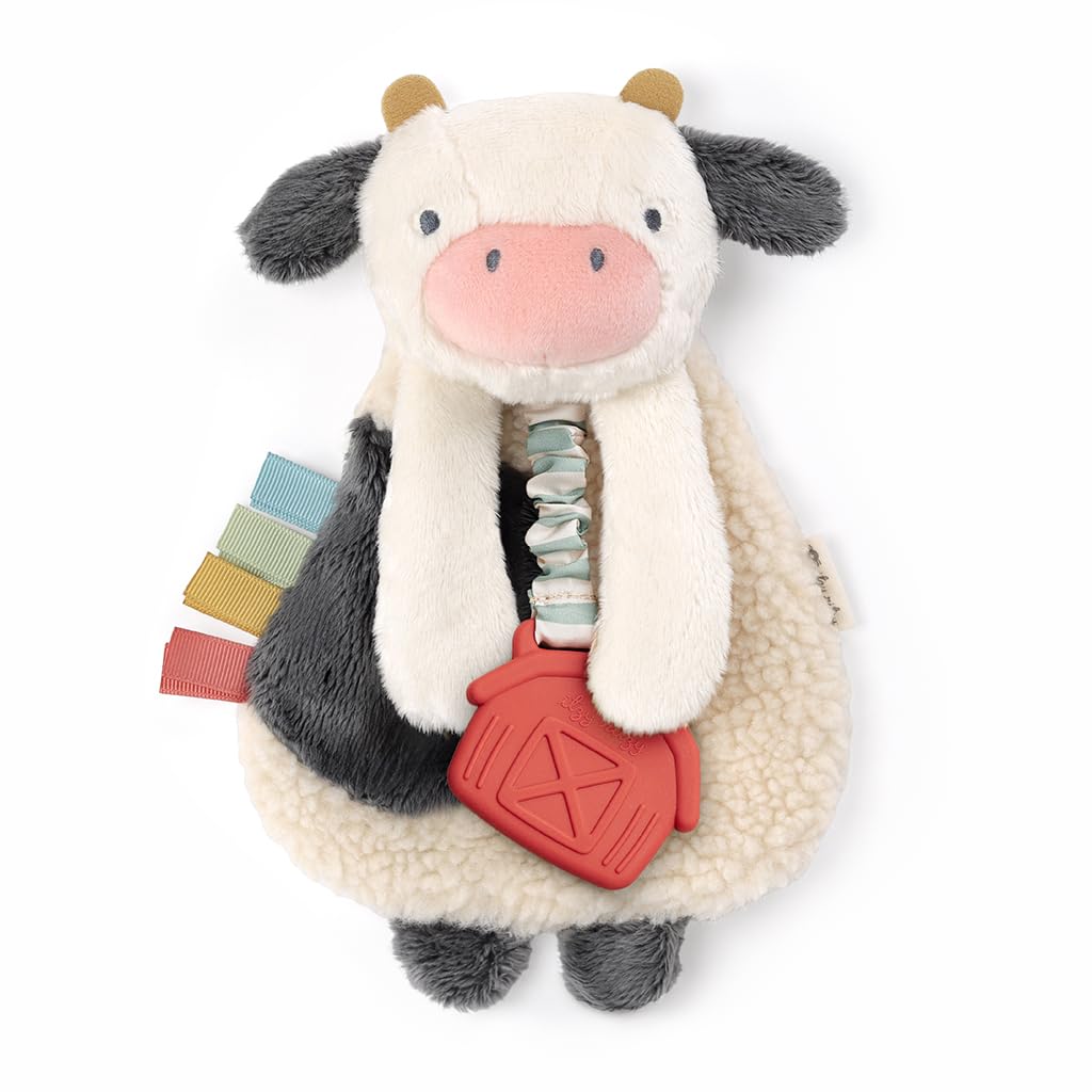 Itzy Ritzy Cow Lovey Teether - Crinkle Sound & Sherpa Fabric