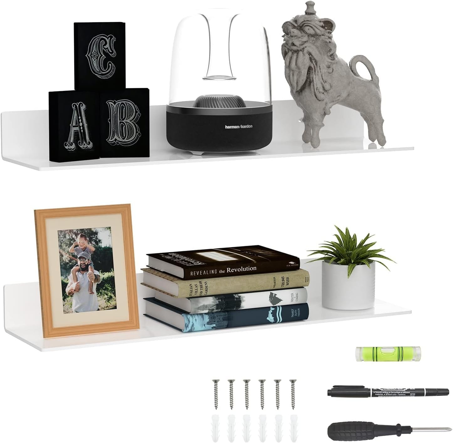 24 Inches Acrylic Wall Shelves for Home Decor and Storage