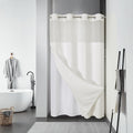 Stall Cream No Hook Waffle Weave Shower Curtain with Snap-In Liner