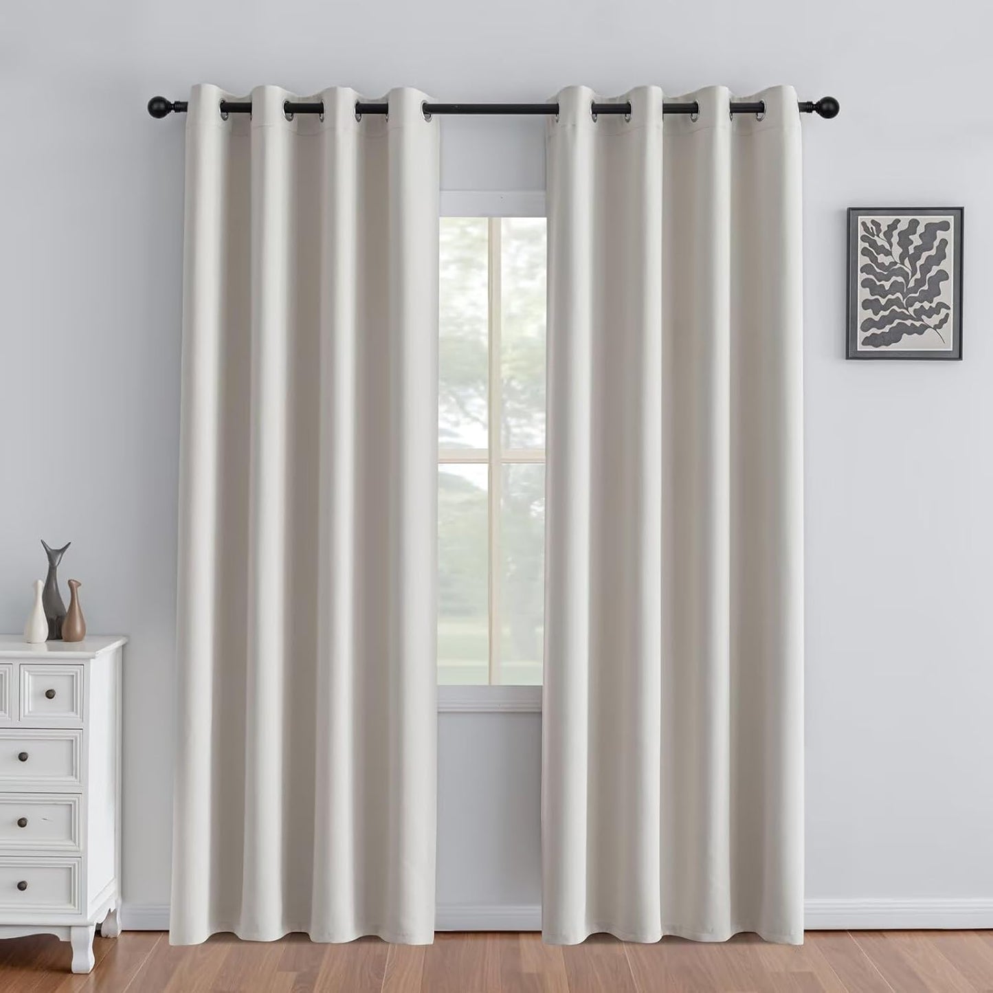 Greyish White Light Filtering Curtains 84 Inch Length Set
