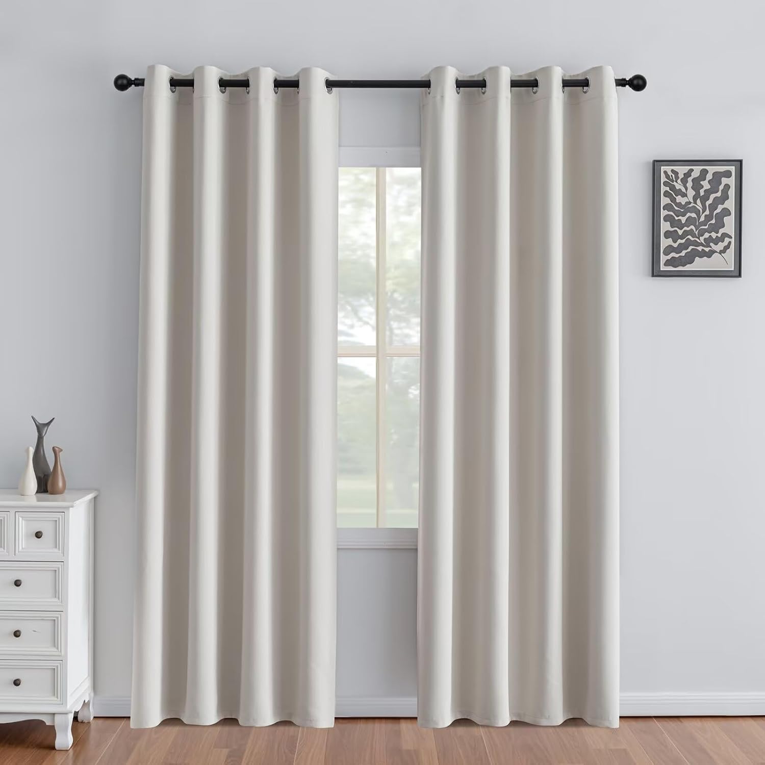Greyish White Light Filtering Curtains 84 Inch Length Set