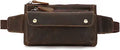 Unisex Brown Genuine Leather Waist Bag - Slim Hands-Free Carry